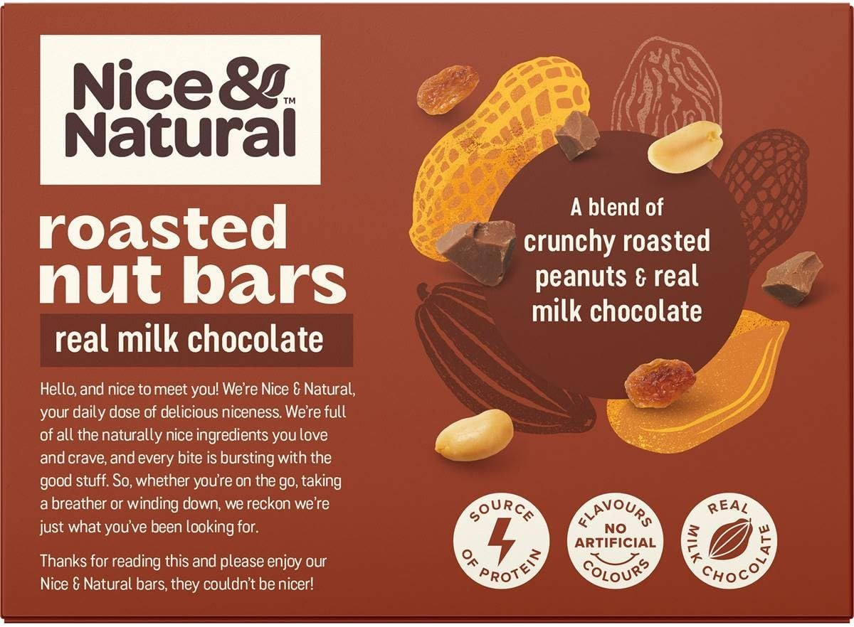 Nice & Natural Real Milk Chocolate Roasted Nut Bars, 6 Bars (192G)