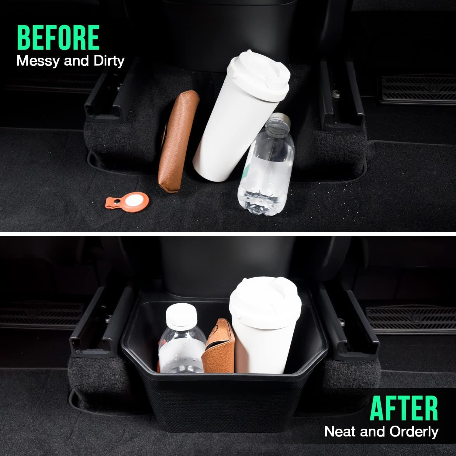 Compatible with Model Y Organizer Backseat Storage Box Trash Can, Rear Center Console Organizer Second Row Container, Interior Car Accessories for Model Y 2020-2023 (Black)