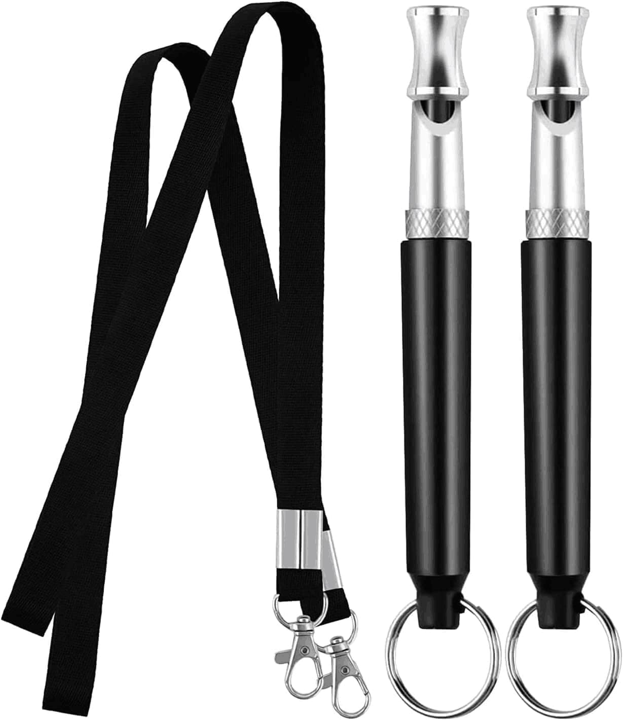 Dog Whistle, 2 Pack Adjustable Ultrasonic Dog Whistle to Stop Barking Neighbors Dog, Recall Training, Professional Ultrasonic Silent Dog Whistle Training to Stop Barking Control Devices (Black)