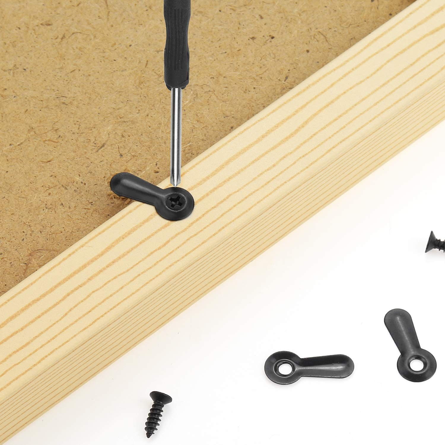 200 Pieces Frame Picture Turn Button and 200 Pieces Screws for Hanging Pictures, Black image number 6
