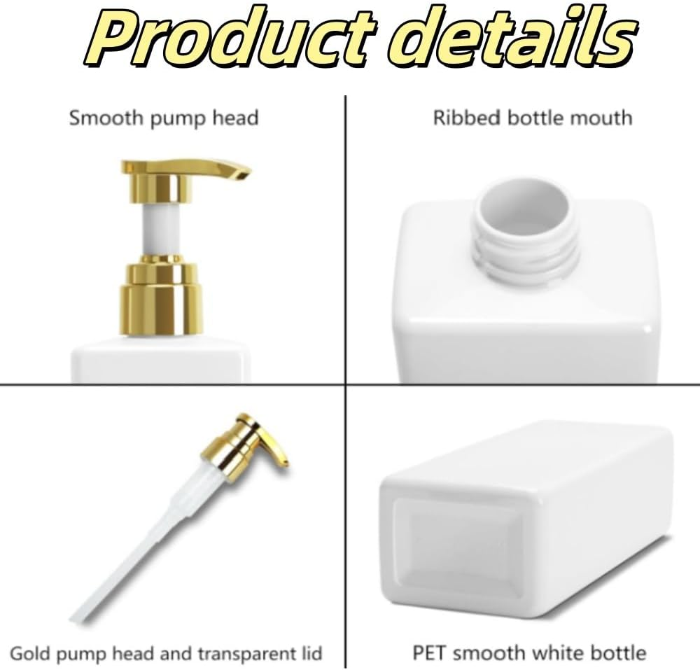 White Shampoo and Conditioner Dispenser, 500Ml Set of 3 Empty White Shower Bottles with Pump, Shampoo Bottles for Bathroom, Kitchen, Solon image number 3