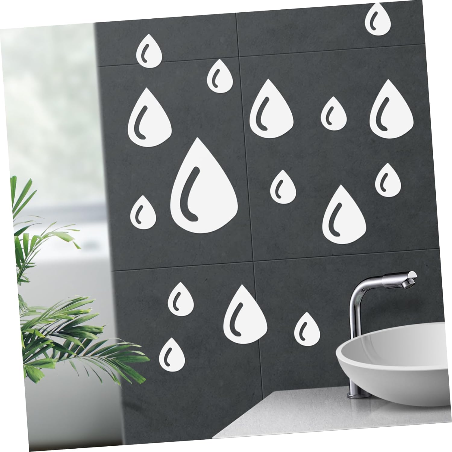 20Pcs Mirror Wall Decal Self-Adhesive Acrylic Stickers Creative Water Drop Decor for Home Decor - Silver image number 3