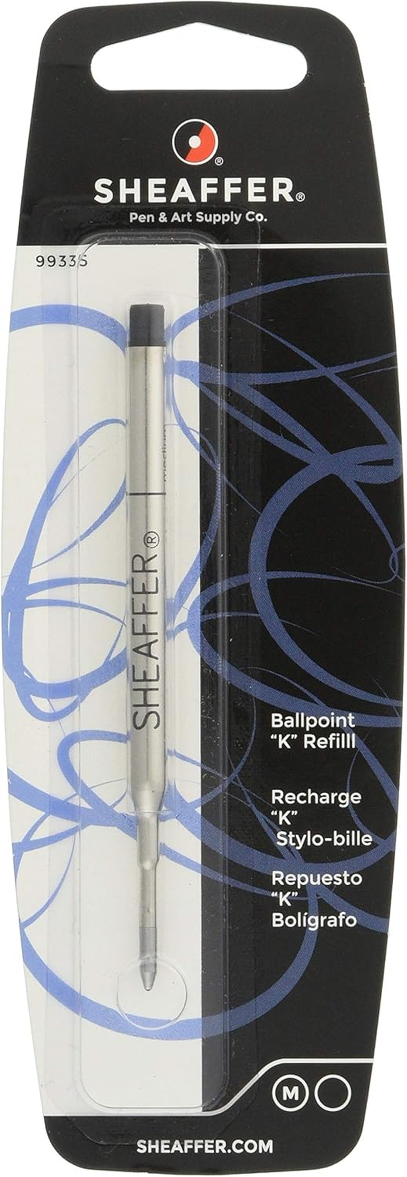 Sheaffer K Ballpoint Refill, Black Ink, Medium Point, Single Blister Card (99335) image number 3
