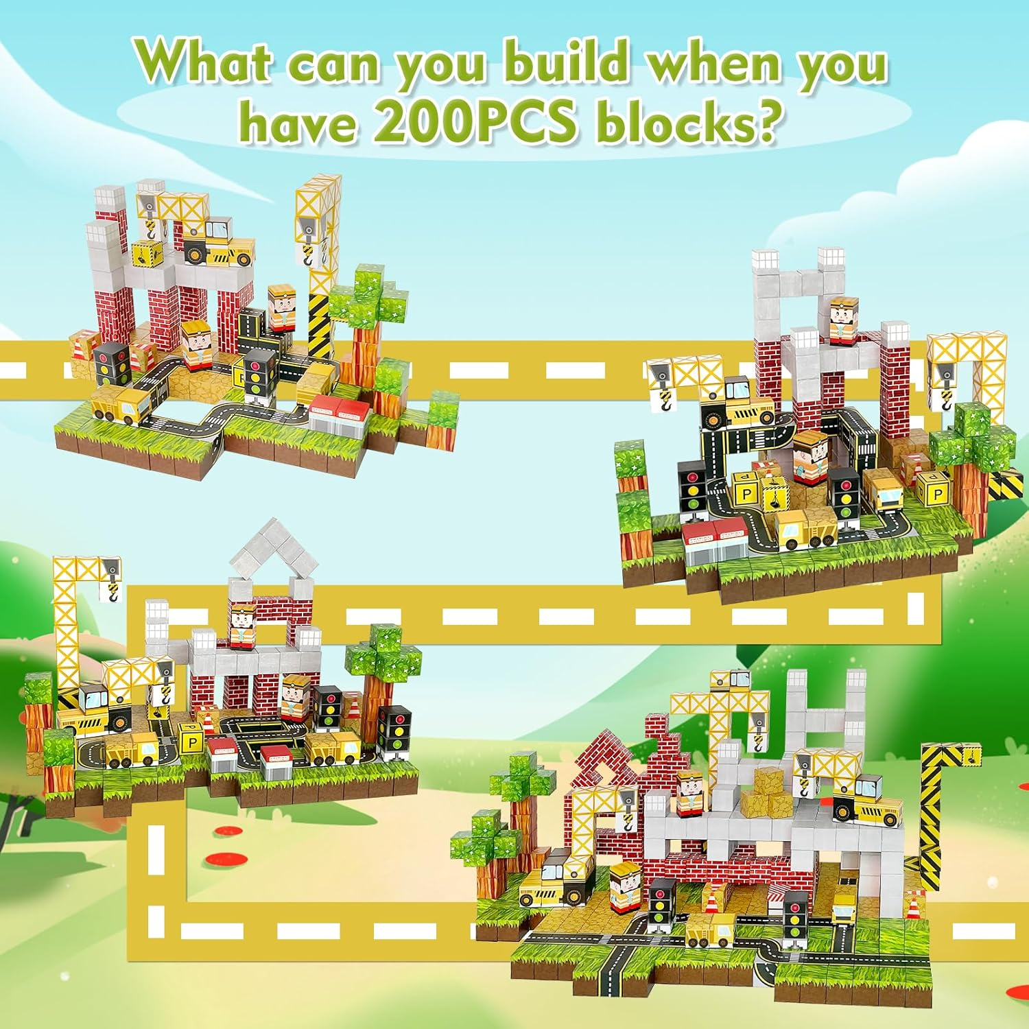 200PCS Magnetic Blocks, Magnetic Building Blocks Toddler Toys, Magnetics Tiles Portal Set, STEM Sensory for 3+ Year Old Boys&Girls, Toddler Creative Learning Toys, Creative Kids Games Set image number 3