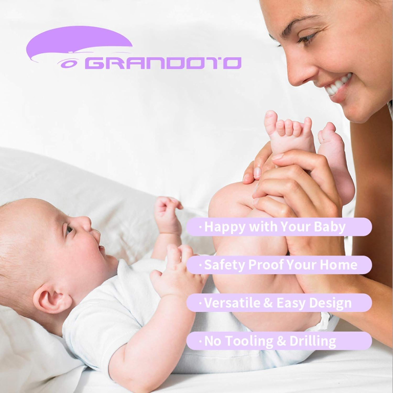 Sliding Cabinet Child Safety Locks-Grandoto U Slide Door Locking for Childproof Safe Latch & Baby Proofing Lock for Wardrobe,Kitchen,Bathroom,Drawer,Fridge,Cupboard Doors Knobs & Handles(10Pack White) image number 3