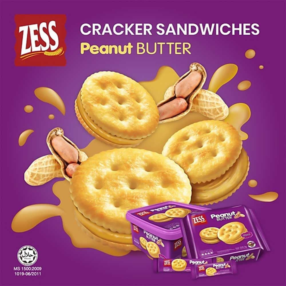 ZESS Peanut Butter Sandwich Crackers, Peanut Butter Biscuit Sandwiches Cookie 18 Individually Wrapped Packs Office and Kids Snack on the Go Snack for School Trip 612G image number 4