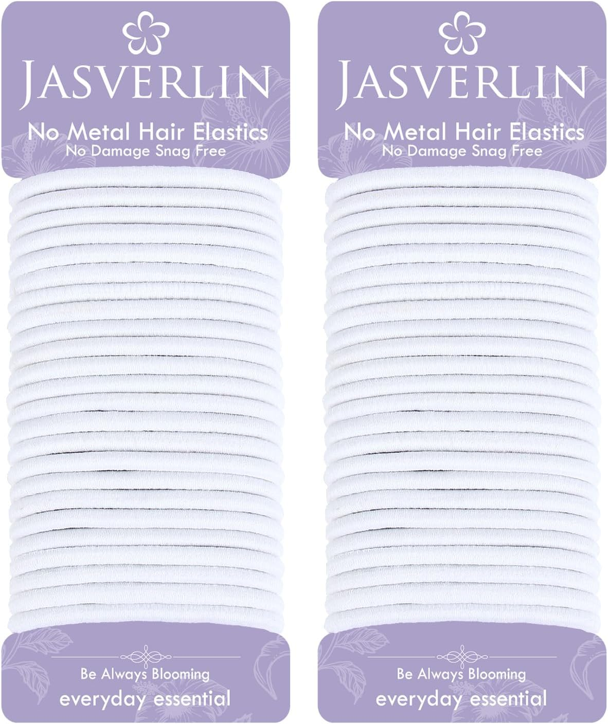 Black Thick Hair Ties - 5Mm Thickness Elastics Ponytail Holders for Women Girls Curly Texture Rubber Bands Durable Stretchy Nylon Hairties for Braids 48 Count