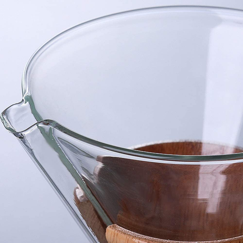 Wood Neck Pour over Coffee Maker 28Oz(800Ml) with Permanent Filter and Coaster Pad Transparent&hellip; image number 1