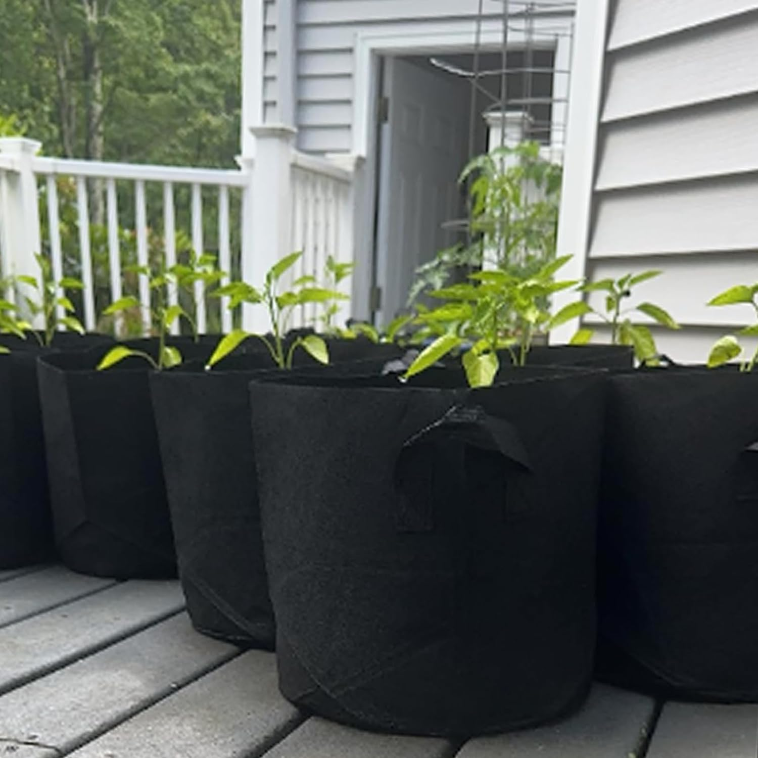 10-Pack 7 Gallon Plant Grow Bags, Heavy Duty Nonwoven Aeration Fabric Pots, Reusable Garden Planter Pots for Vegetables, Flowers, Plants (7 Gallon) image number 3