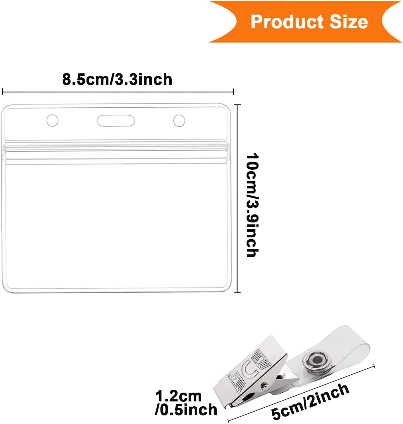 Badge Holder, 20 Set Horizontal ID Card Holder with Card Holder Lanyard Clips, Clear Plastic ID Holder, Waterproof Bus Pass Card Holder for Office School image number 4