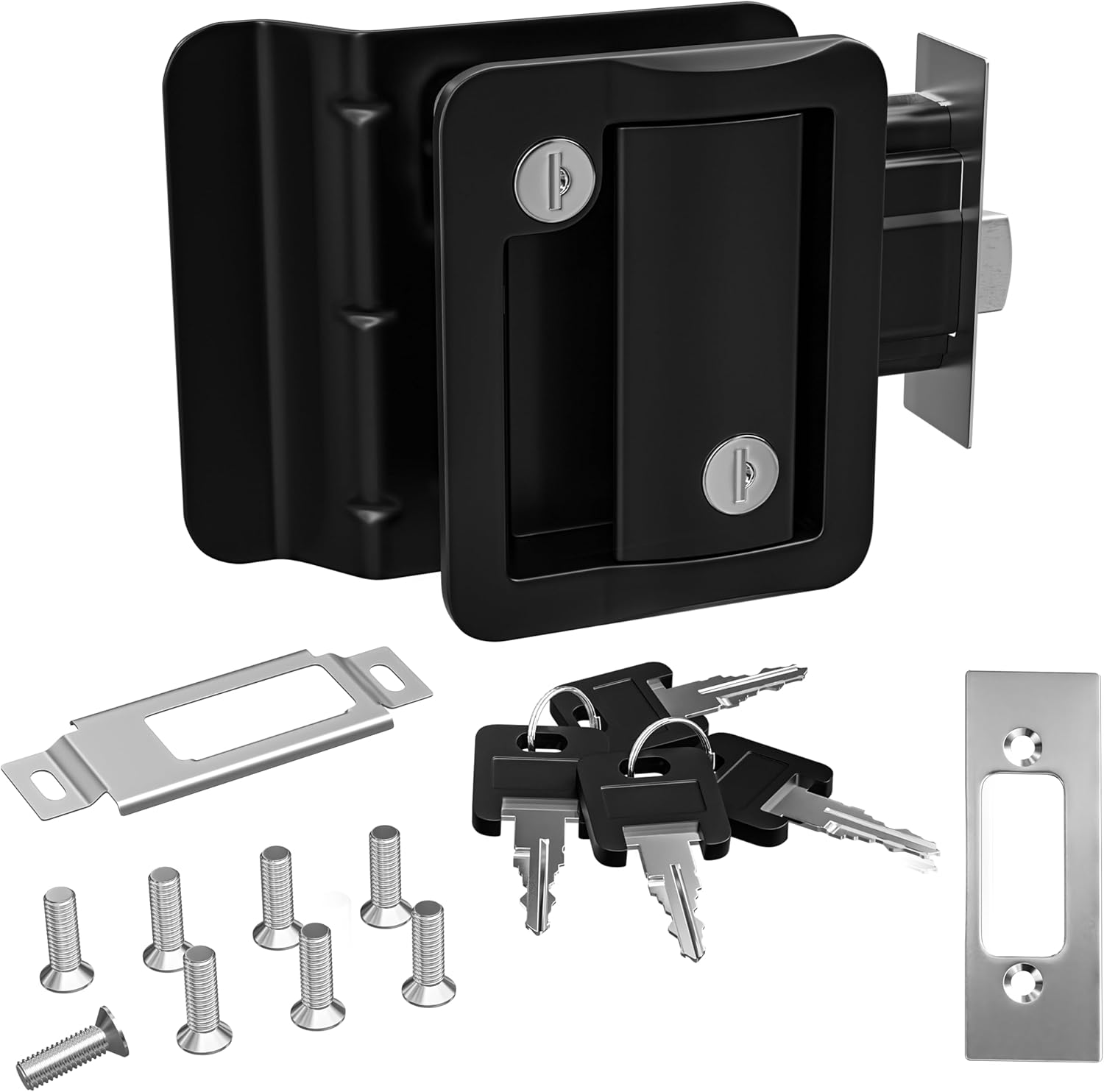 RV Travel Trailer Entry Door Lock Polar Black Paddle Deadbol