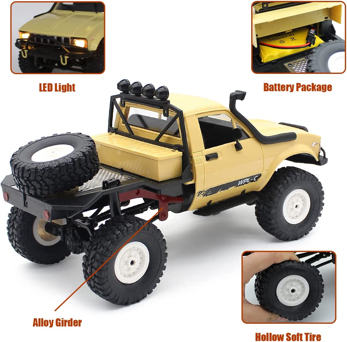 Mostop Remote Control Car Crawler 1/16 Scale Offroad RC Car Crawler for Kids, Throttle & Speed Control Full Scale Hobby Toy Remote Children Car image number 5