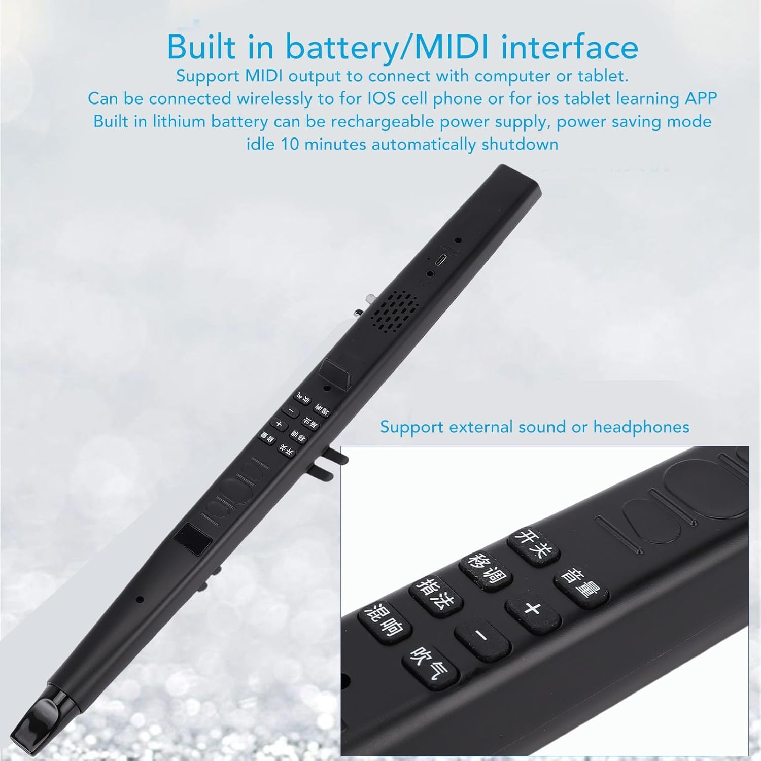 Dpofirs MIDI Electronic Saxophone, 13 Tone Mini Digital Wind Instrument with Adjustable Volume, for Ios, and Other Systems image number 3