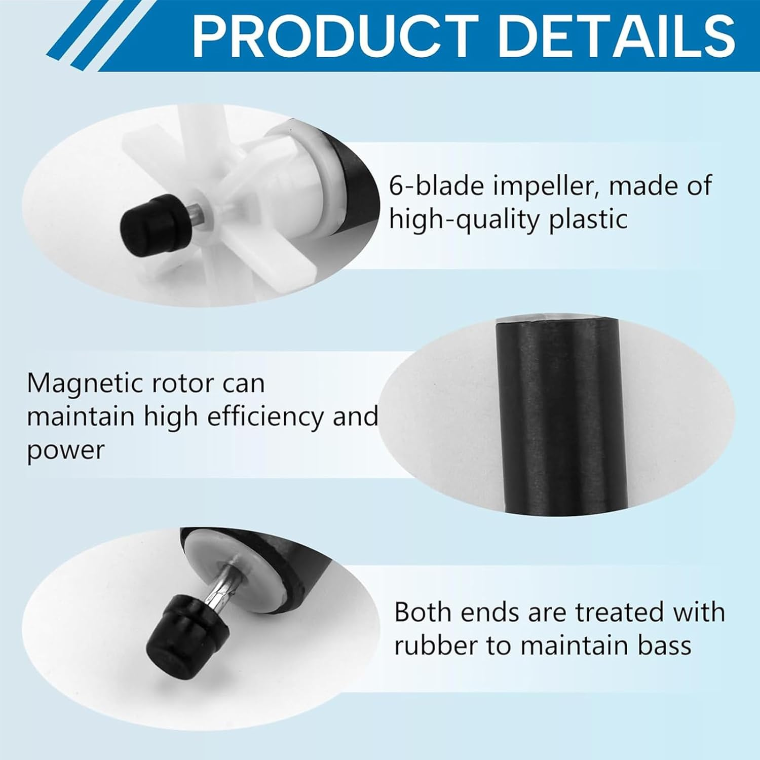 Pump Impeller and Shaft for Hydro Jet, Submersible Pump Rotor Impeller with Stainless Steel Shaft, Replacement Magnetic Filter for Lay Z Spa image number 2