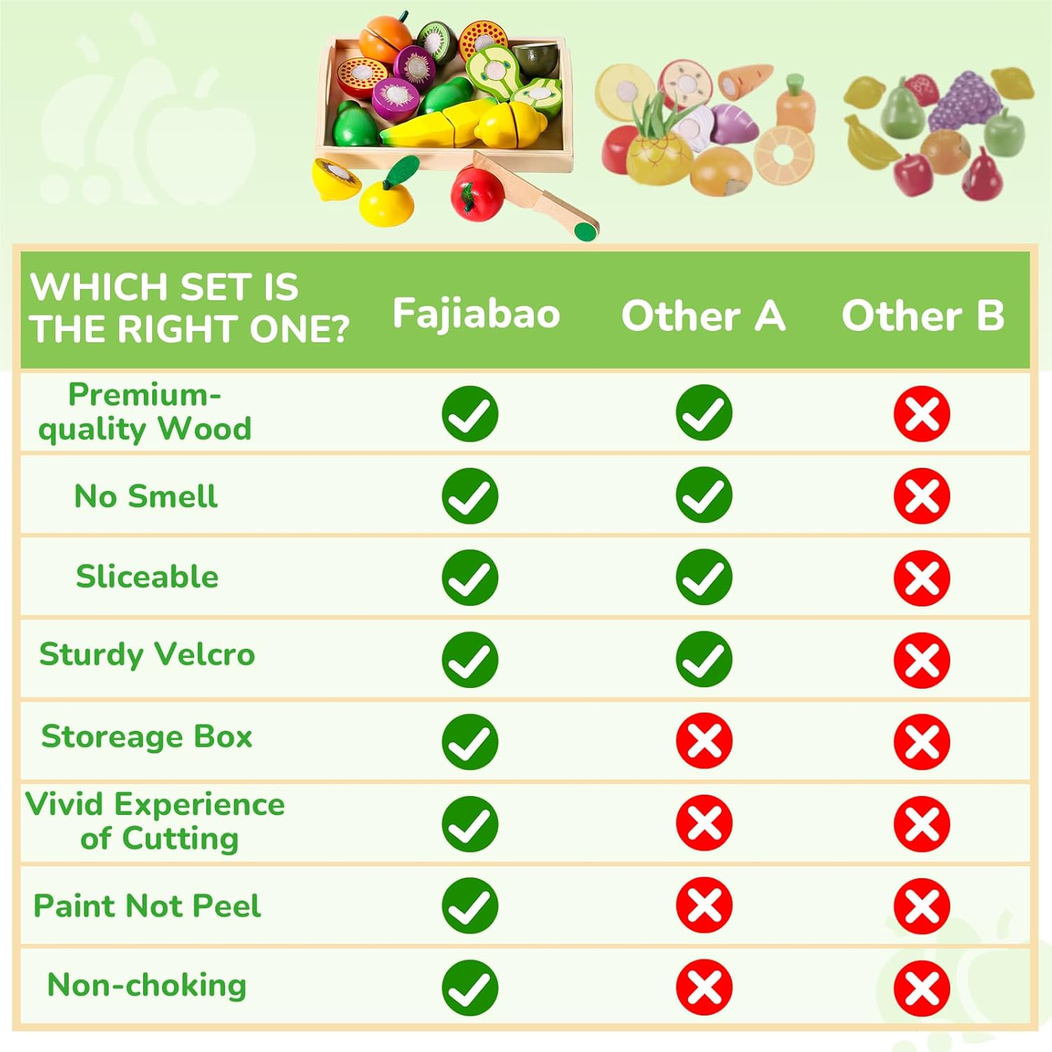 Montessori Toys for 2 Year Old Play Food Cutting Toy Wooden Toys Pretend Play Kitchen Accessories for Kids Fake Food Pretend Play Kitchen Set for Kids 2 3 4 Girls Boys Party Games image number 4