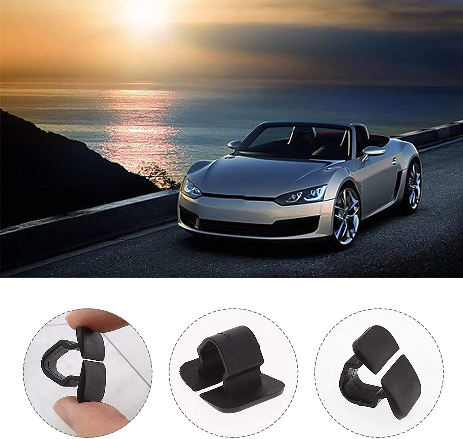 Emsea 20Pcs Car Bonnet Insulation Pad Holder Clip Auto Hood Plastic Buckle Fastener Retainer 1251866 1H5863849A01C Black Fits 15Mm Hole image number 4