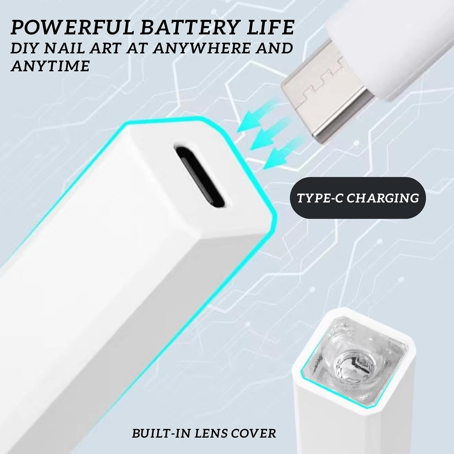 Handheld UV Light for Gel Nails, Gel Nails Flash Cure Lamp, Gel Nails LED Nail Lamp Portable Mini Nail Dryer, Cordless Rechargeable USB Nail Dryer for Fast Curing, Home DIY Manicure Nail Art (White) - Mint image number 7