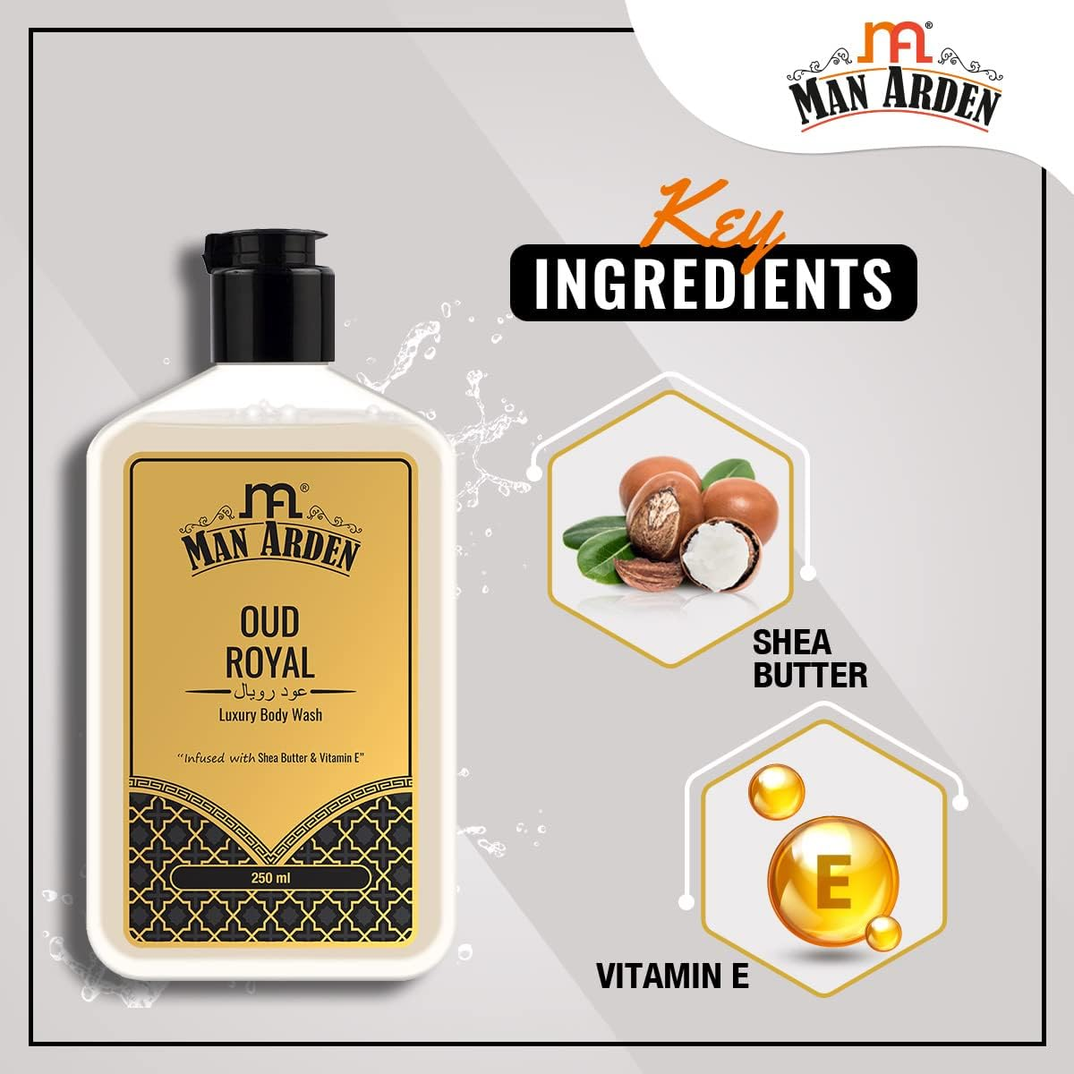 Man Arden Oud Royal Luxury Body Wash Infused with Shea Butter & Vitamin E, 250Ml image number 6