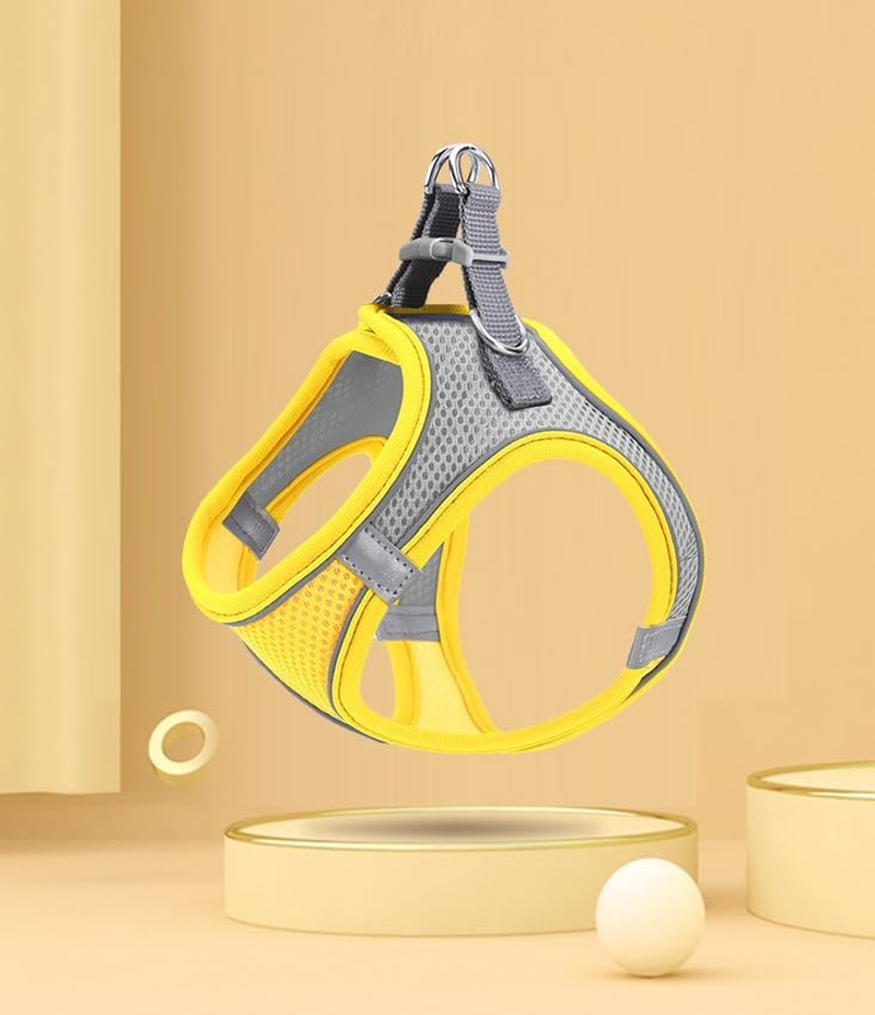 Reflective Step in Mesh Dog Harness - No Pull, Quick Fit, Comfortable, Pet Harnesses for Walking & Training - Small, Medium Dogs (Yellow, Large)