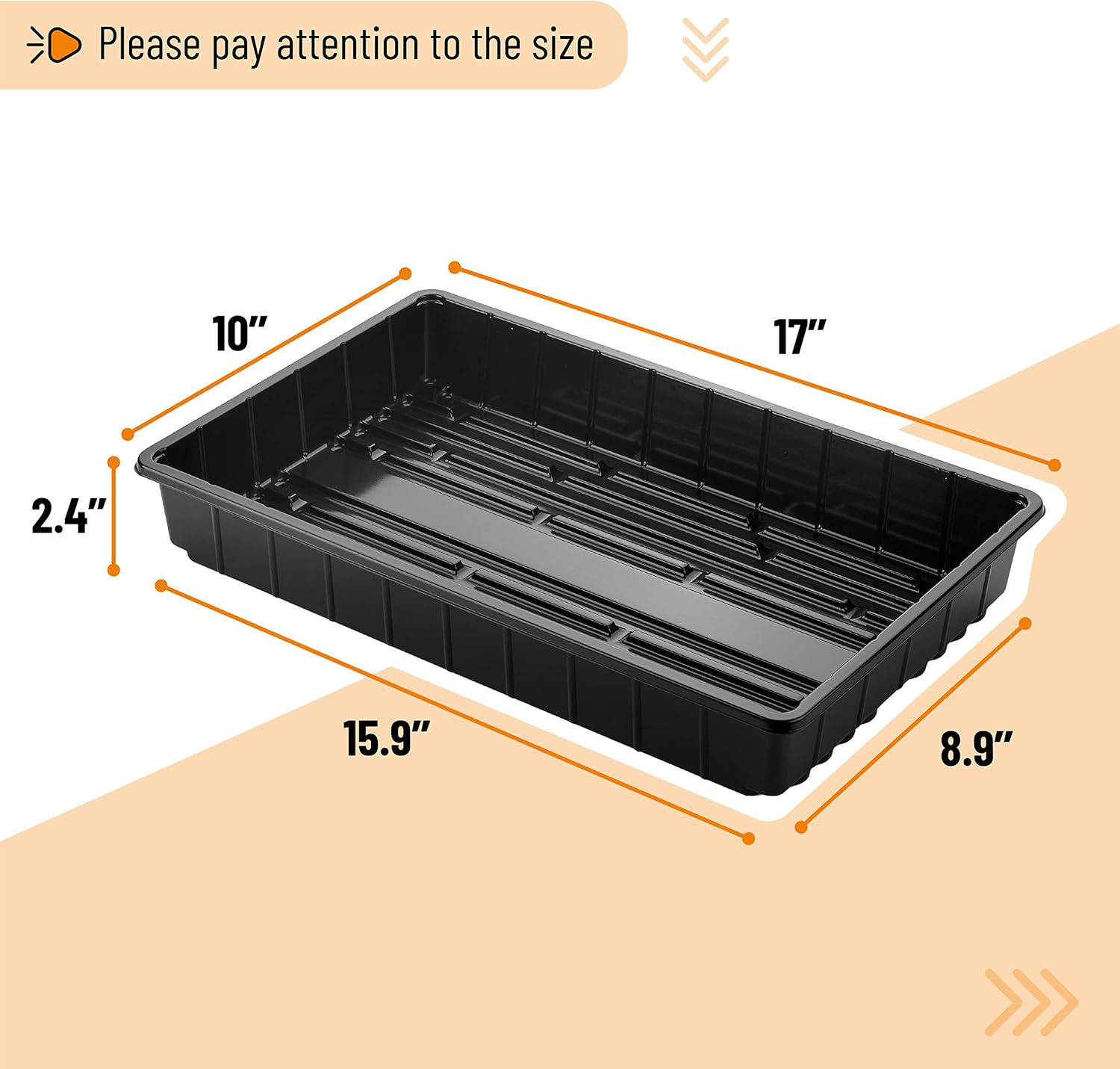 Mr. Pen- Plastic Growing Trays, 5Pack, Black, 17X10, Plant Tray, Seed Tray, Seedling Tray, Propagation Tray, Plant Trays for Seedlings, Planting Trays, Microgreens Growing Trays, Seedling Starter Tray image number 3