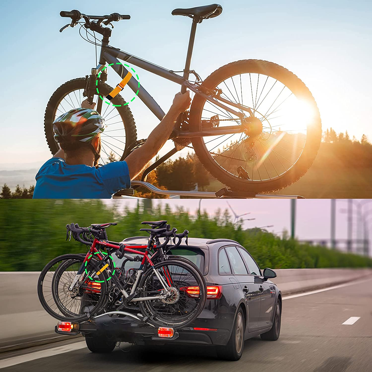 15 Pieces Adjustable Bike Straps Reusable Bike Rack Straps Cinch Replacement Wheel Stabilizer Accessories for Transporting, 1 X 23.6 Inch, 1 X 11.8 Inch image number 6