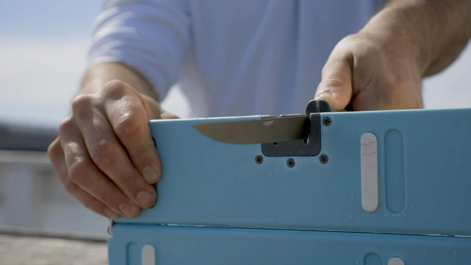 TOADFISH Folding Cutting Board with Knife Sharpener - Teal image number 1