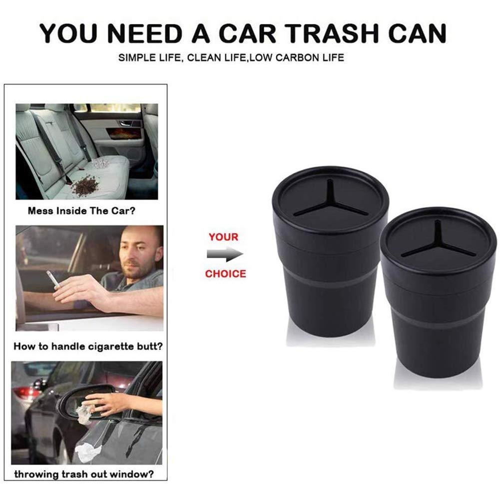 FIOTOK Car Trash Can with Lid, Mini Auto Garbage Can Leakproof Vehicle Trash Bin Fits Cup Holder in Console or Door for Automotive Car, Home, Office, Kitchen, Dinning Room 1Pack image number 1