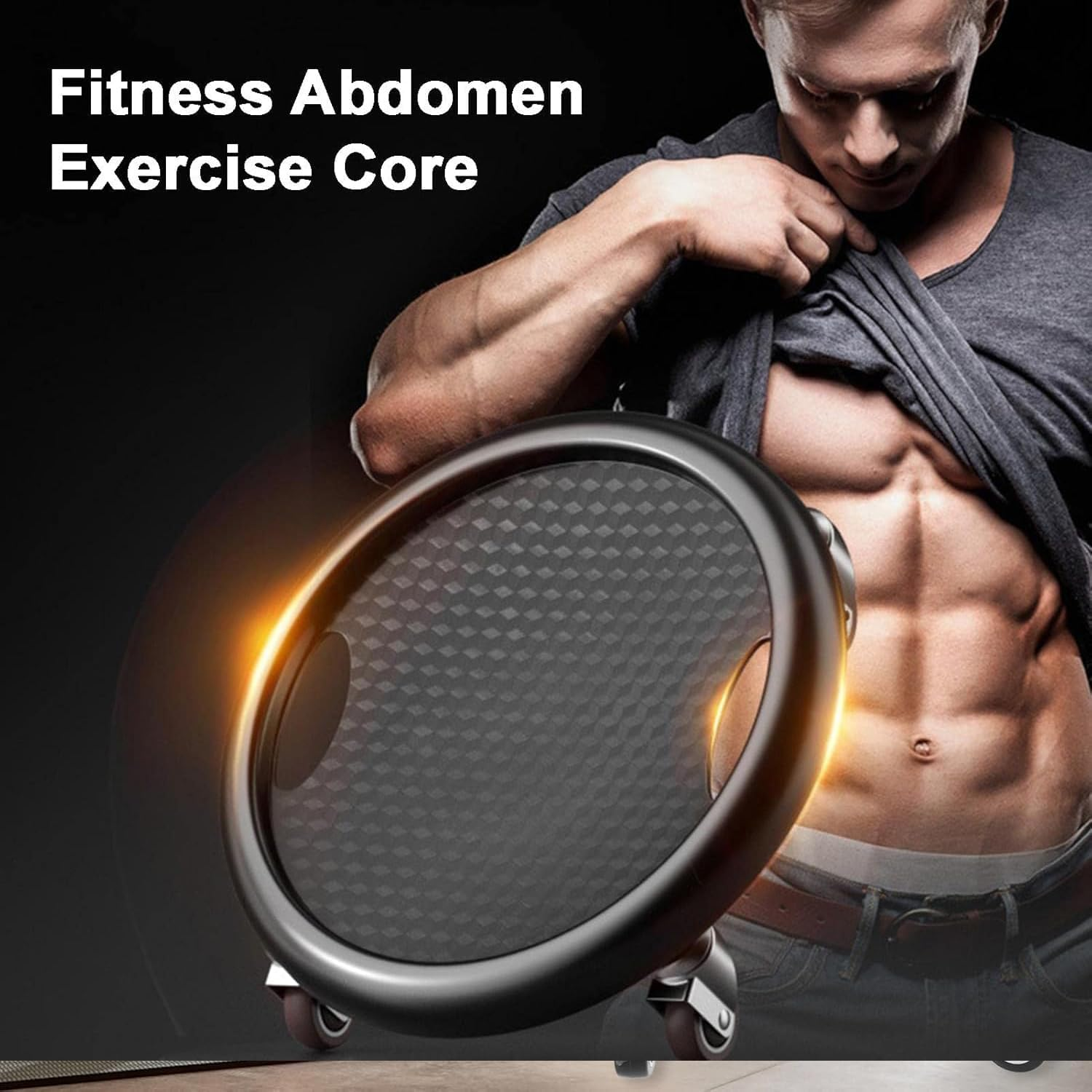 Ab Roller Wheel with 4 Rollers &ndash; Core Coaster Abdominal Muscle Trainer Disc for Home Gym, Core Strength Workout, Ab Exercise Equipment for Fitness Training image number 4