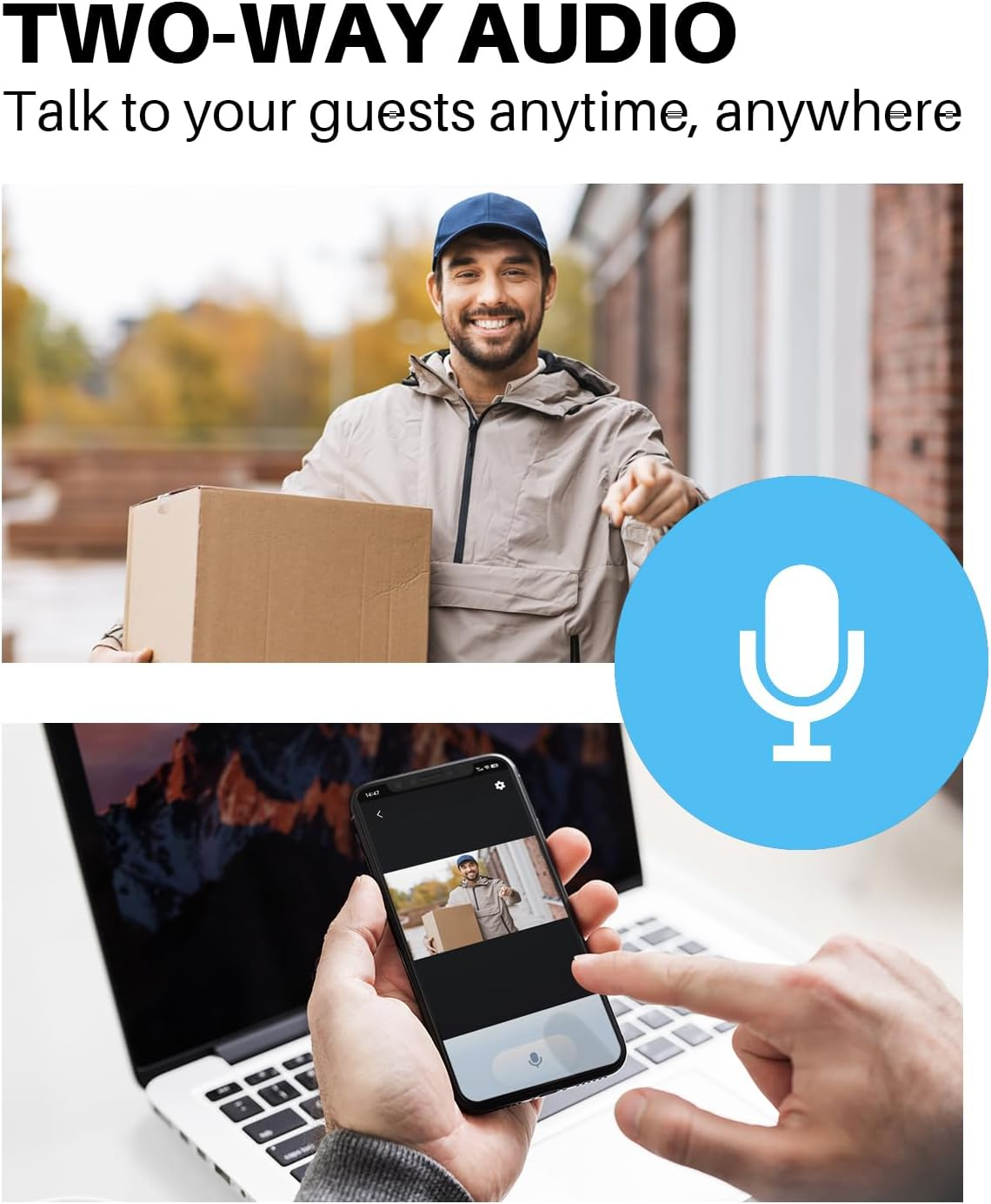 Wireless 2K Video Doorbell Camera Indoor/Outdoor, 2.4Ghz Wifi Video Doorbell Camera with 32GB Micro SD Card, Night Vision Door Camera with Human Detection, Two-Way Audio, Mulit-User Use, Indoor Chime image number 2