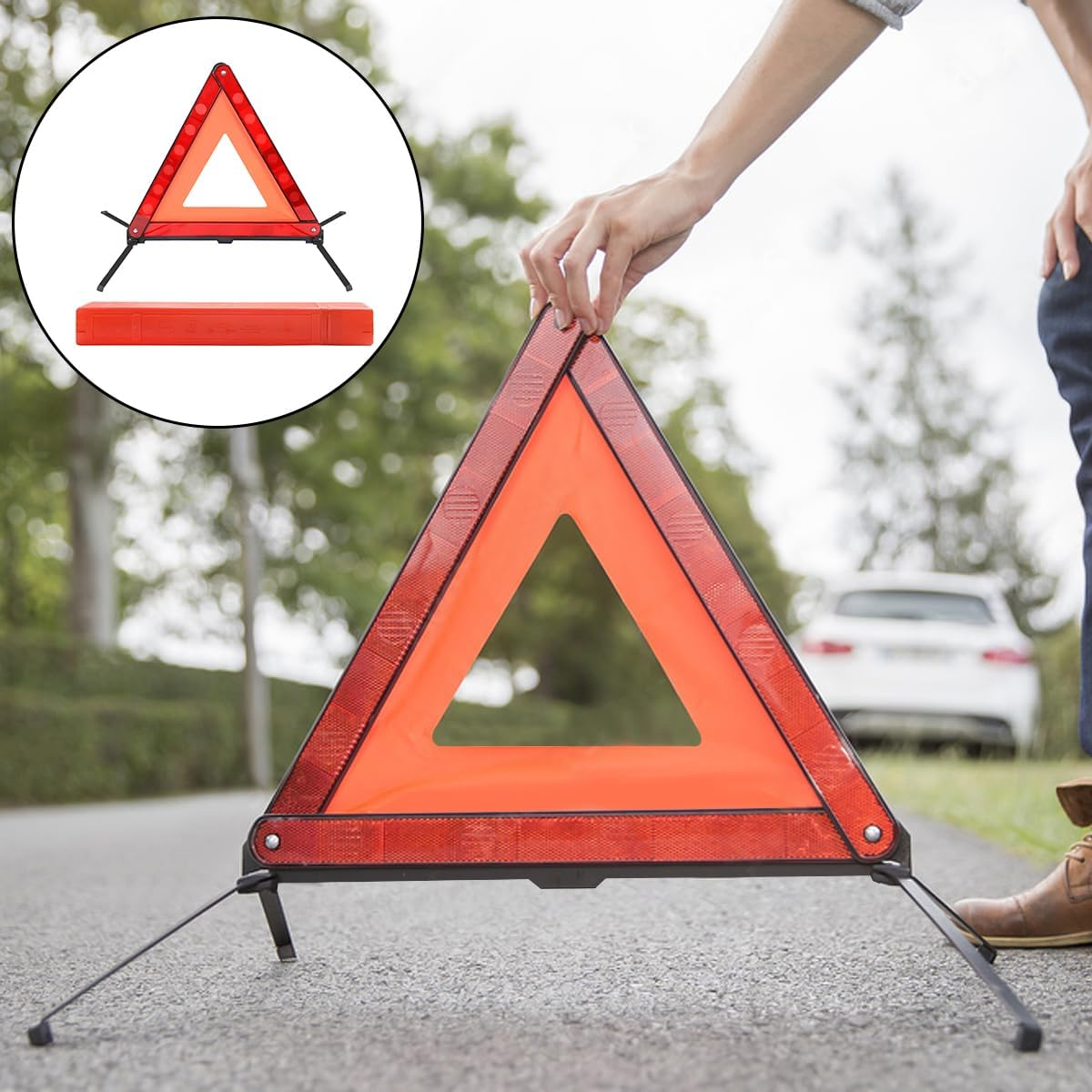 Safety Triangle, Foldable Reflective Warning Frame Triangle, Car Road Reflective Kit (43 X 39Cm) image number 4