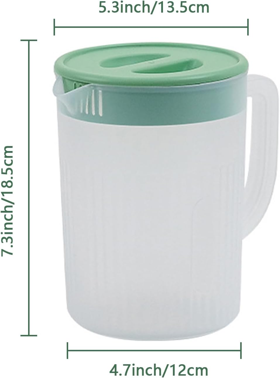 2.2 Liter Plastic Water Pitcher Large-Capacity Household Water Jug with Lid, Beverage Container for Hot Cold Juice Tea (Transparent Green) image number 2