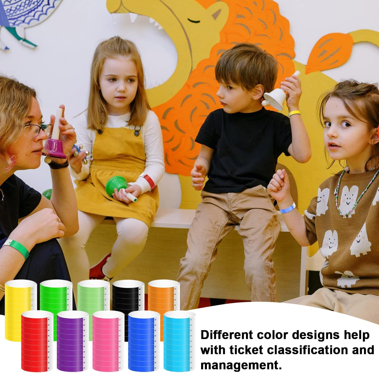 1000 Pieces Colorful Event ID Wristbands Colorful Tyvek Waterproof Paper Wristbands Party Wristbands Wristbands Bracelets for Events, Bars, Concerts. (100 Pieces) image number 4