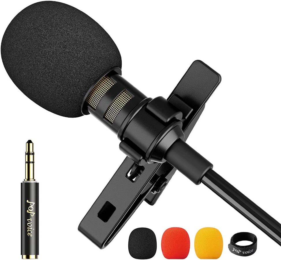 Pop Voice 12.8 Feet Lavalier Lapel Microphone Professional Grade Omnidirectional Mic Condenser Small Mini Perfect for Recording Podcast PC Laptop Android Iphone Youtube Interview Asmr External image number 2