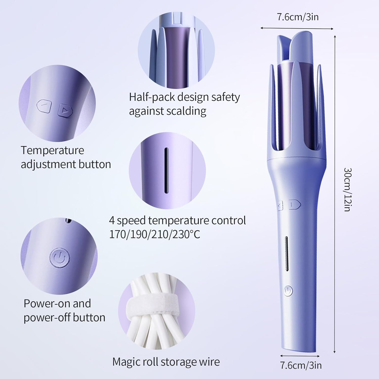 Velasko Self Curling Hair Curler, Extended Barrel 32Mm Anion Rotating Curling Iron, Electric Portable Hair Curler for Long Hair Women Quick Modeling Beach Waves