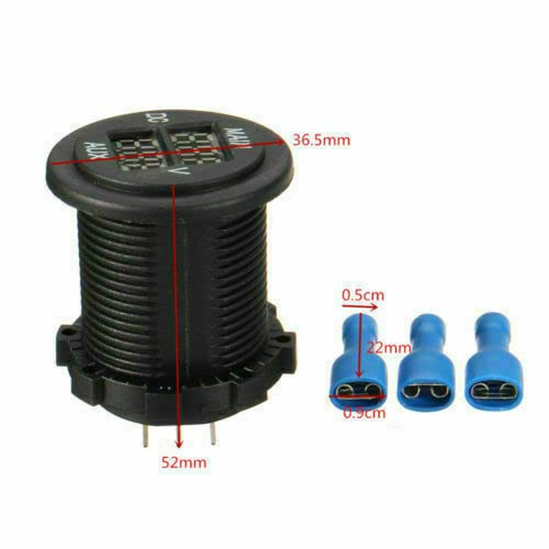 12/24V AUX LED Dual Voltmeter Voltage Gauge Battery Monitor Panel Car Boat RV image number 4