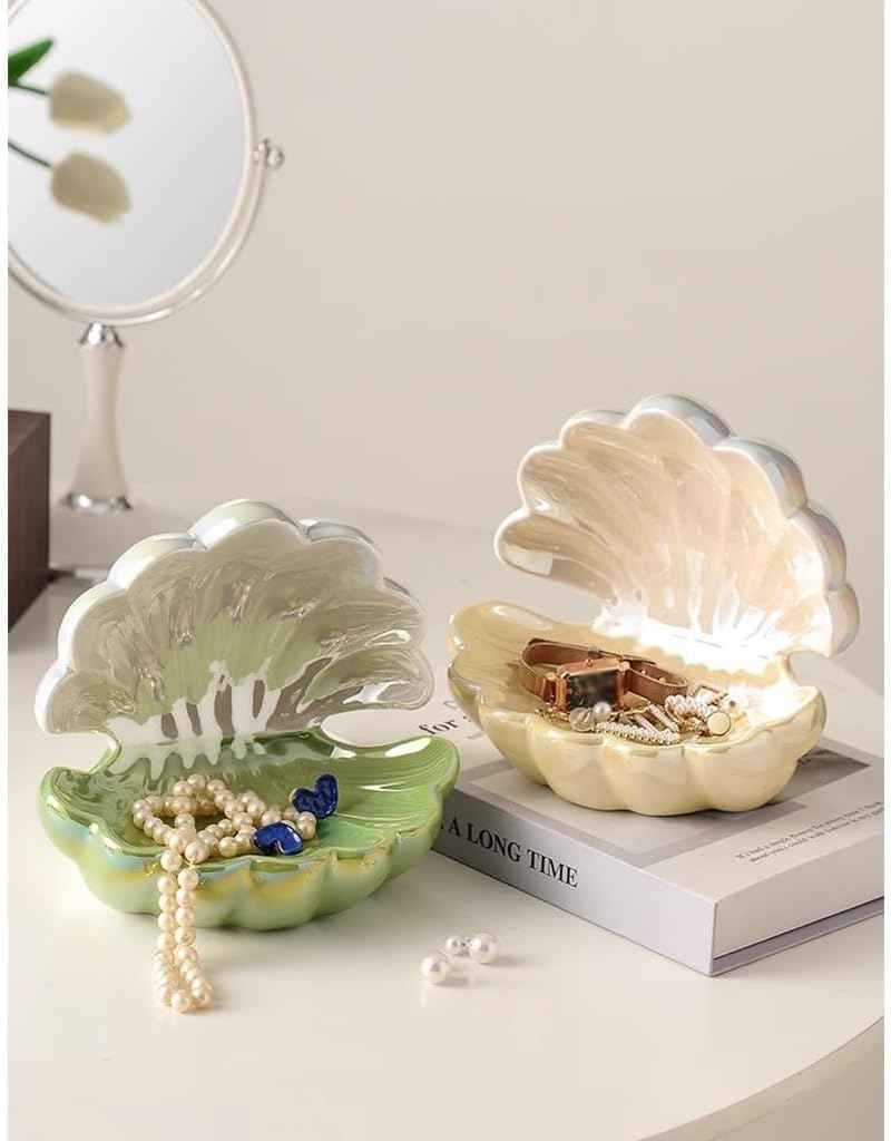 Jewelry Dish Tray Creative Shell Sculpture Statue Decorative Key Tray Ceramic Coffee Table Decor Phone Necklace Earrings Storage Tray Home Decoration Porch Ornaments(C) image number 6