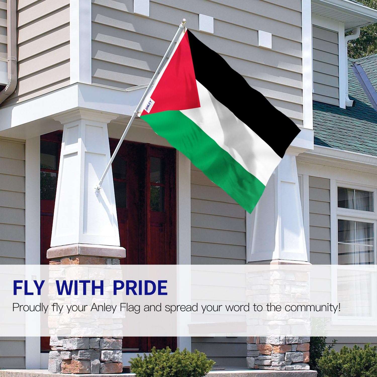 ANLEY Fly Breeze 3X5 Foot Palestine Flag - Vivid Color and UV Fade Resistant - Canvas Header and Double Stitched -Palestinian Flags Polyester with Brass Grommets 3 X 5 Ft image number 4