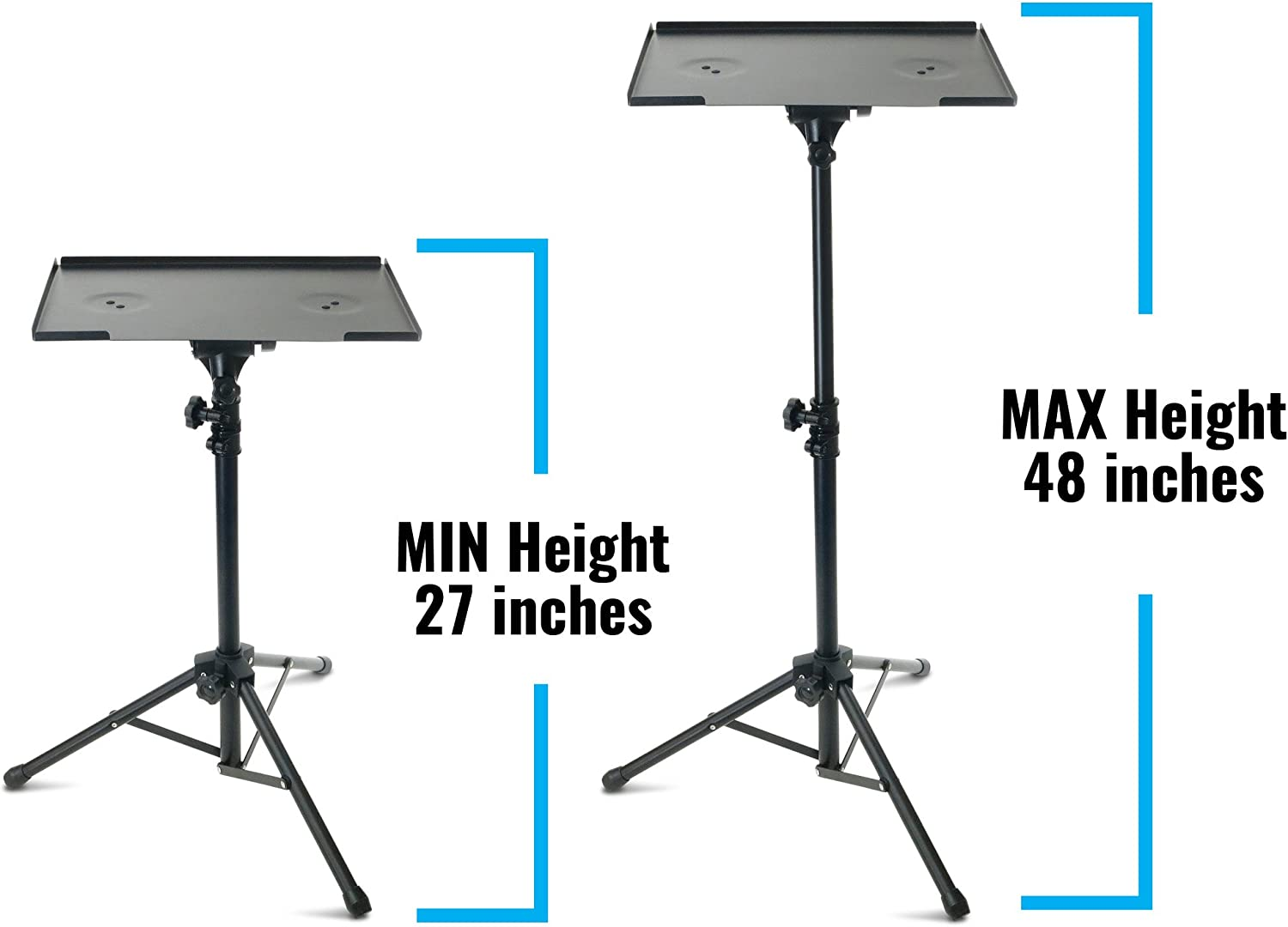 Plixio Adjustable Laptop Stand - Portable Projector Mount Tripod Podium, DJ Mixer Stand up Desk Computer Stand Tray and Holder (27" to 48") image number 1