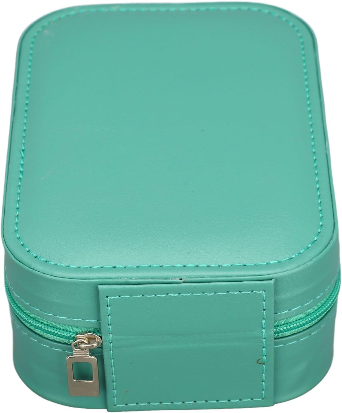 Jewelry Storage Box, LED Mirror Leather 3 Color Adjustable Lighting Travel Makeup Box for Eyebrow Pencil (Green)