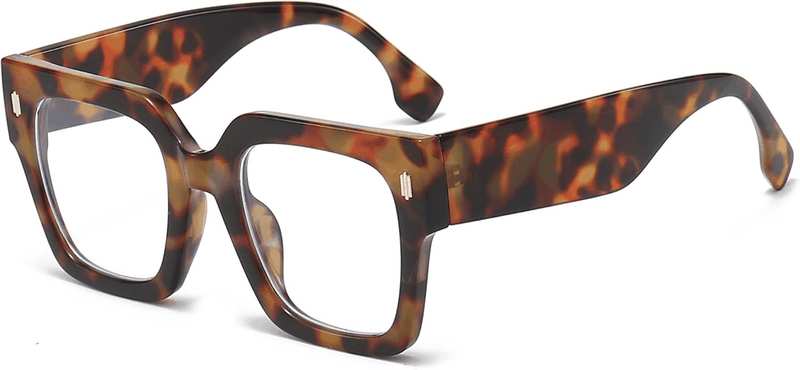 Fashion Oversized Blue Light Blocking Glasses for Women Men Trendy Big Square Frame Computer Eyeglasses - A2 Pink image number 5