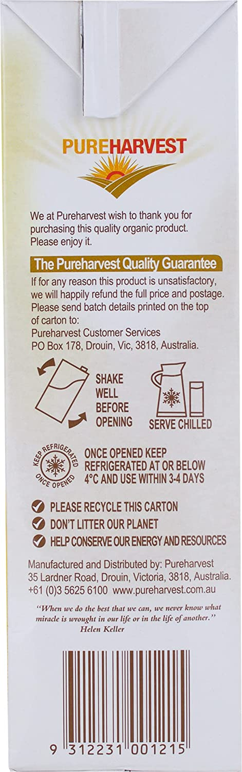 Pureharvest Unsweetened Organic Almond Milk, 1 L image number 1