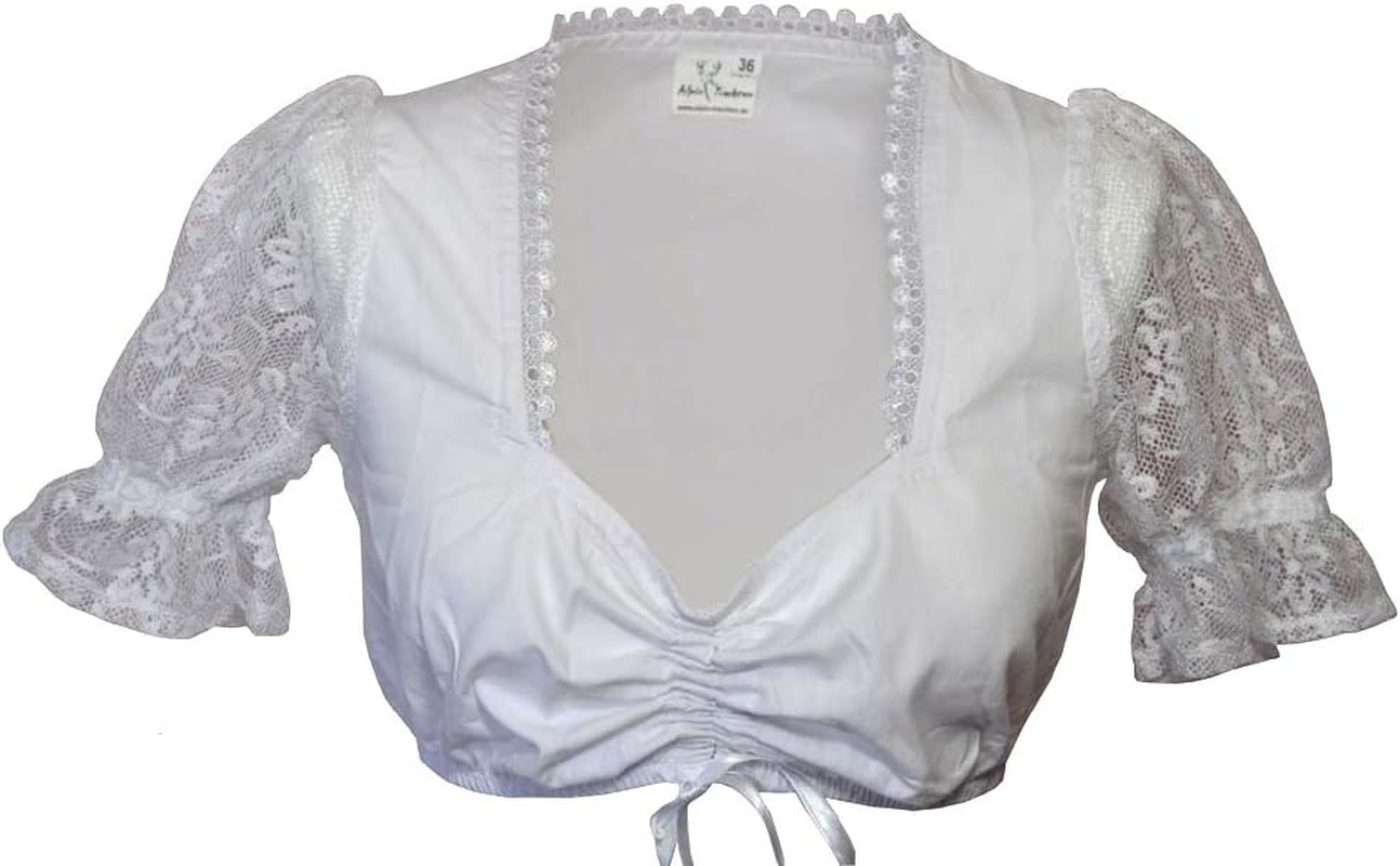 Bigi Dirndl Blouse White Lace Sleeves, Wei&szlig;, 18 AU