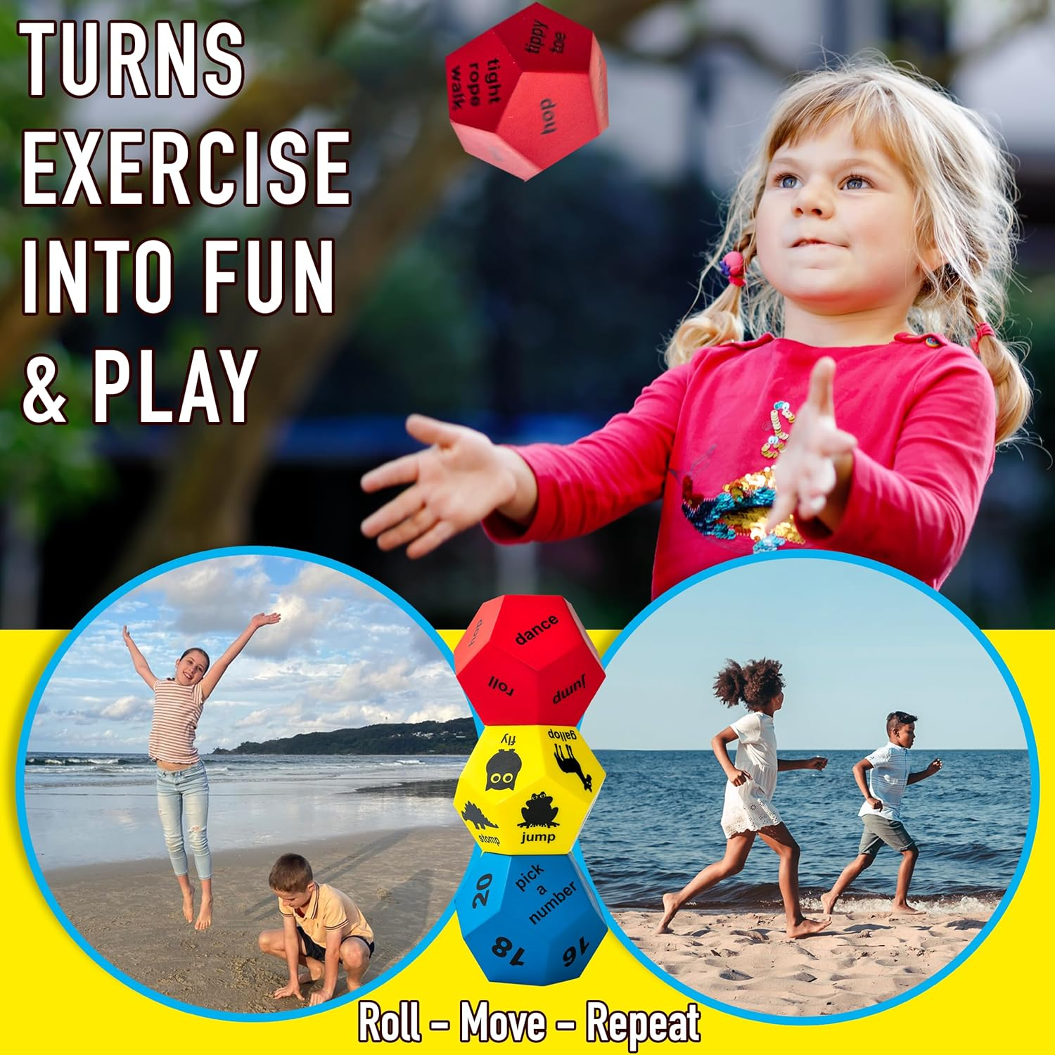 Exercise Dice for Kids, Outdoor Play Equipment, Indoor Movement Games Dice & Outdoor Activities, Kids Fitness & Active Toys for Childcare, Preschool, Kindergarten & School image number 6