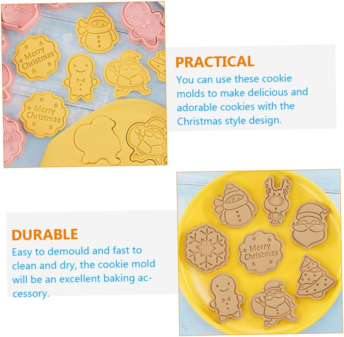 Christmas Cookie Molds Biscuit Mold 8Pcs Set Plastic DIY Baking Tools Household Kitchen Gadgets for Holiday Baking image number 1