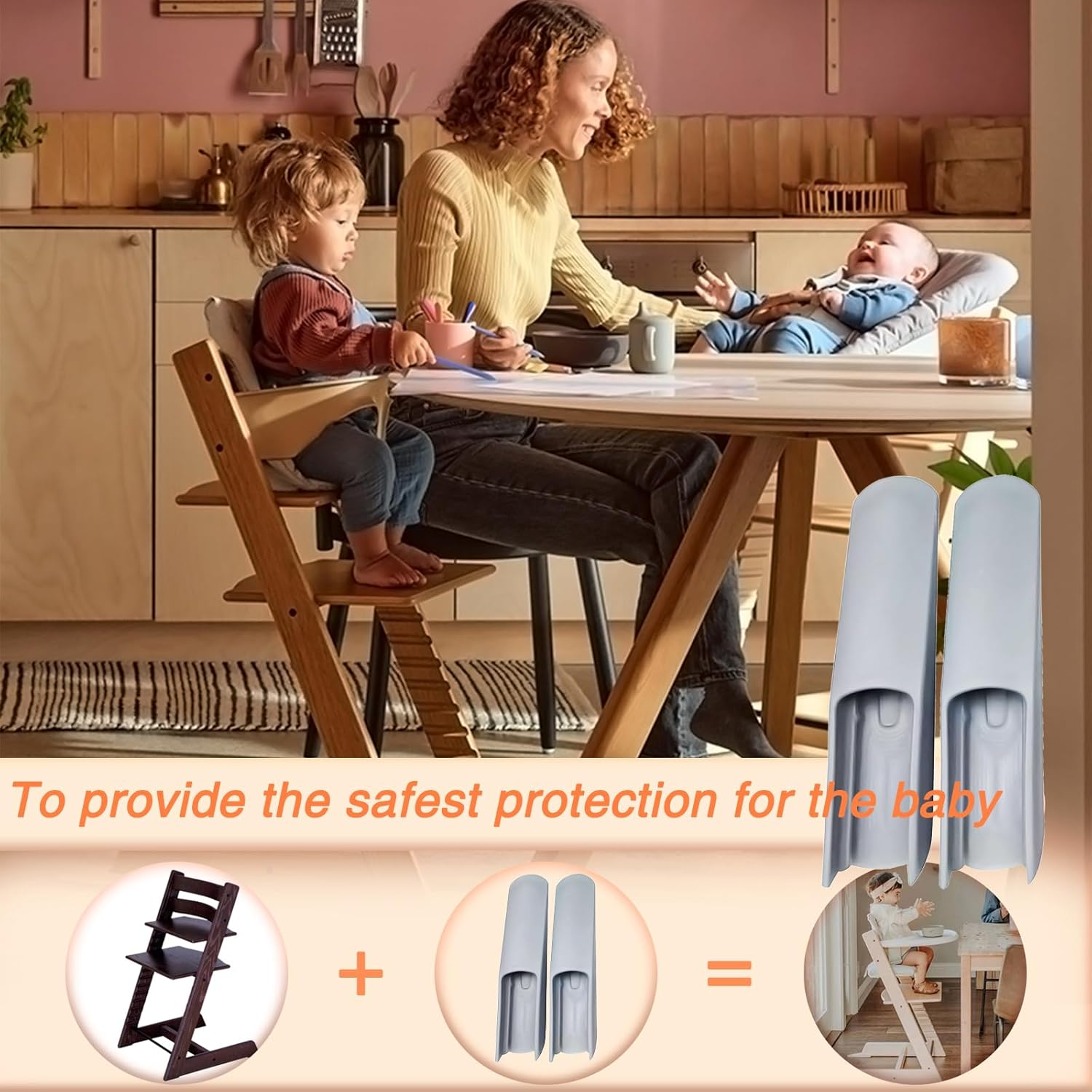 Extended Glider Set Compatible for Stokke Tripp Trapp Highchair - Compatible with Tripp Trapp Models after May 2006 (Storm Grey) image number 4