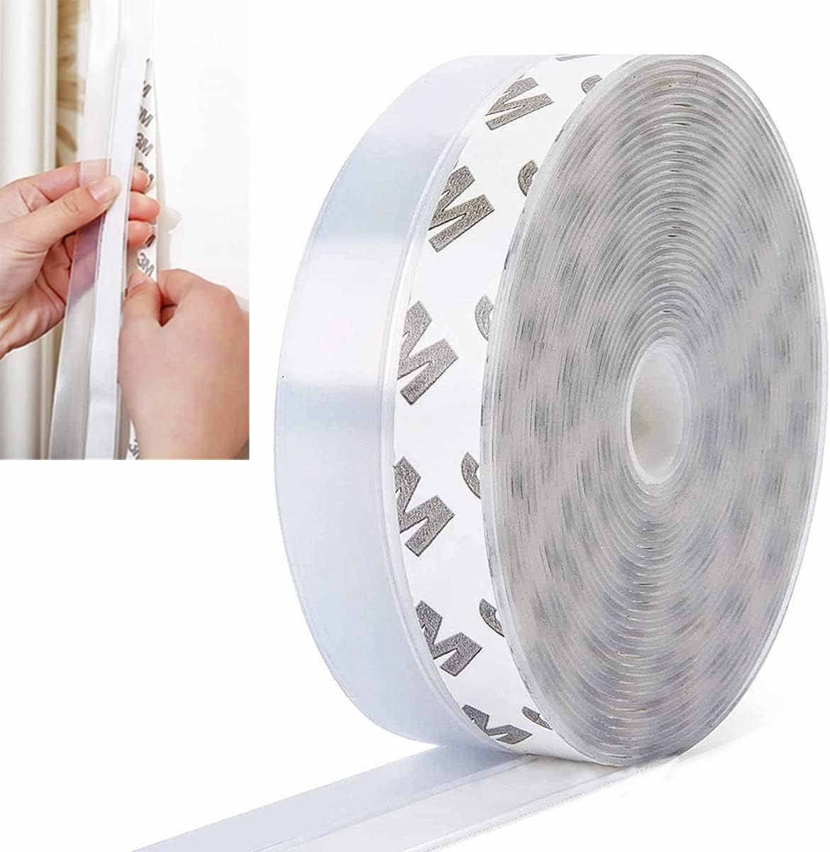 6M/19.6Ft Silicone Door Seal Strip, Weather Stripping Self Adhesive for Door or Window, Slim Insect Proof Door Strip Bottom Gap Sealing, Transparent 19.6 Feet Long - Width 35Mm image number 5