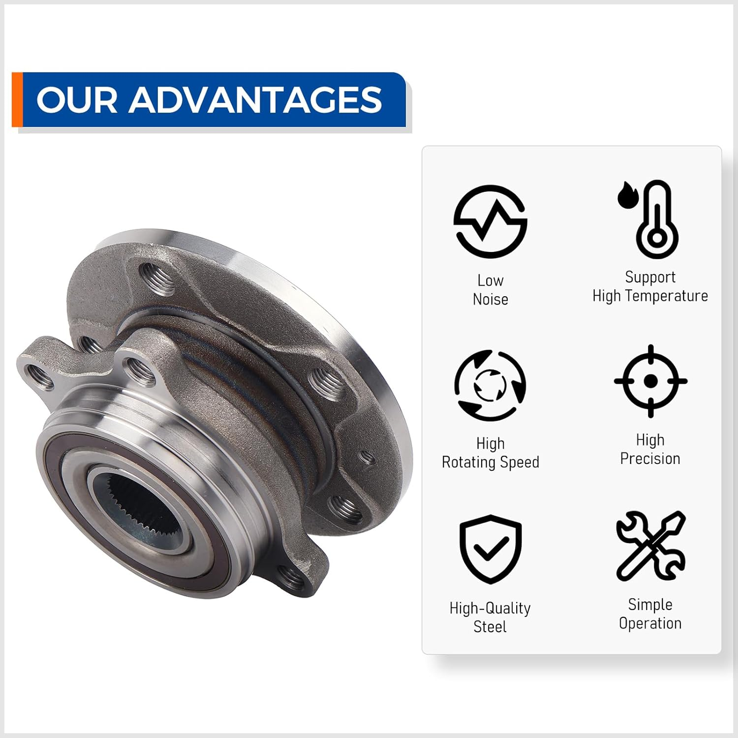 PAROD 513253 2PCS Front Wheel Bearing Hub Assembly Fit for Audi A3 Quattro Q3 TT 12-18 VW Beetle 09-17 CC 07-16 Eos 10-14 Golf 12-13 Golf R 10-14 GTI 05-18 Jetta Passat 08 R32 Rabbit Tiguan W/Abs image number 6