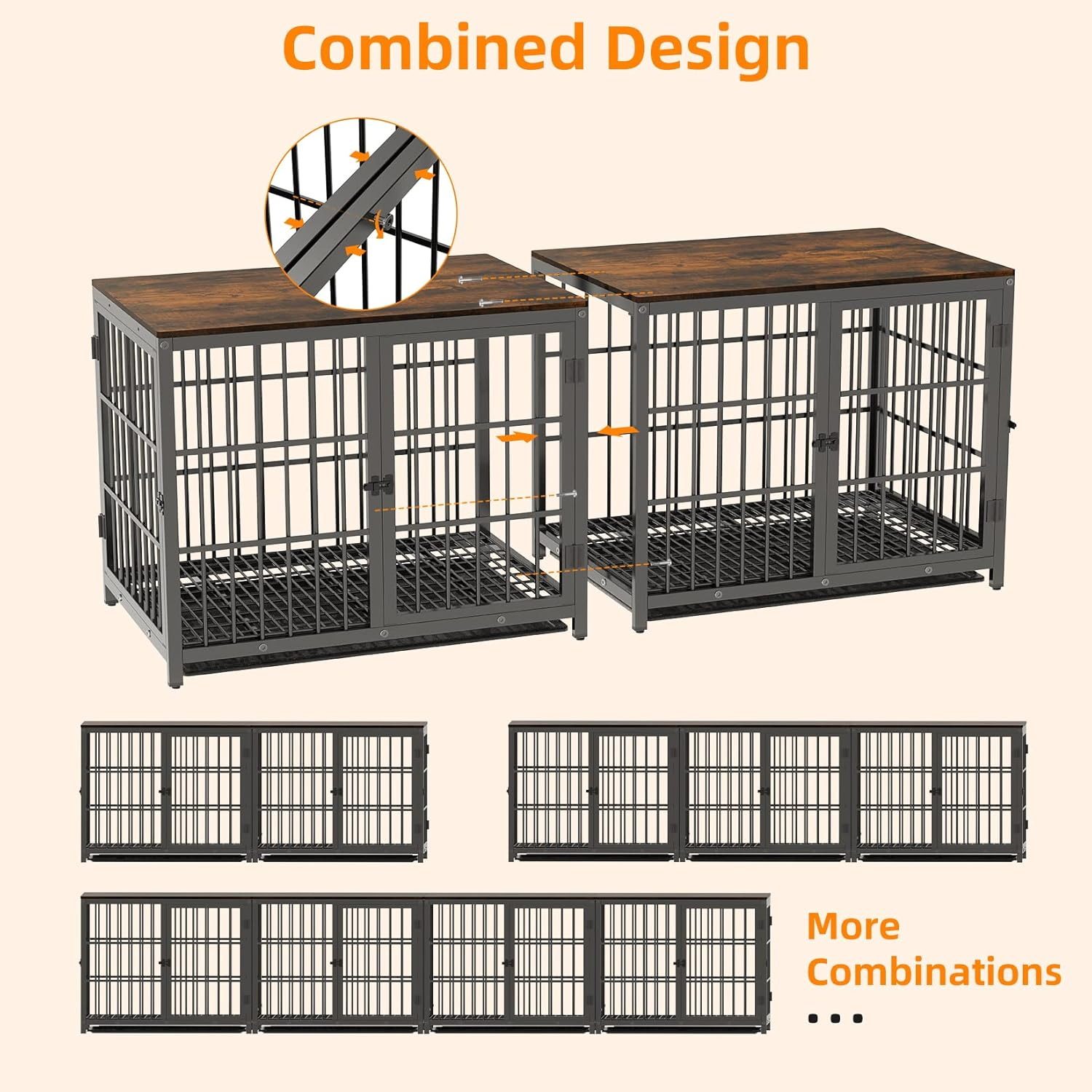 Bingopaw Wooden Dog Crate Indoor: 30Inch Furniture Style Pet Cage Pet Kennel End Table with Three Doors and Removable Tray for Small Medium Dogs Black image number 1
