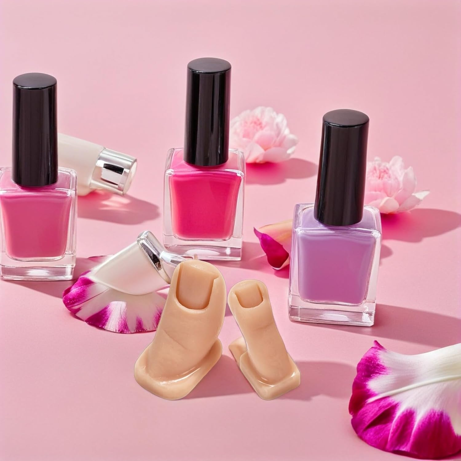 2Pcs Silicone Practice Toes for Nail Art Realistic Fake Foot Tips for Diy Manicure Nail Training Model Comfortable image number 6