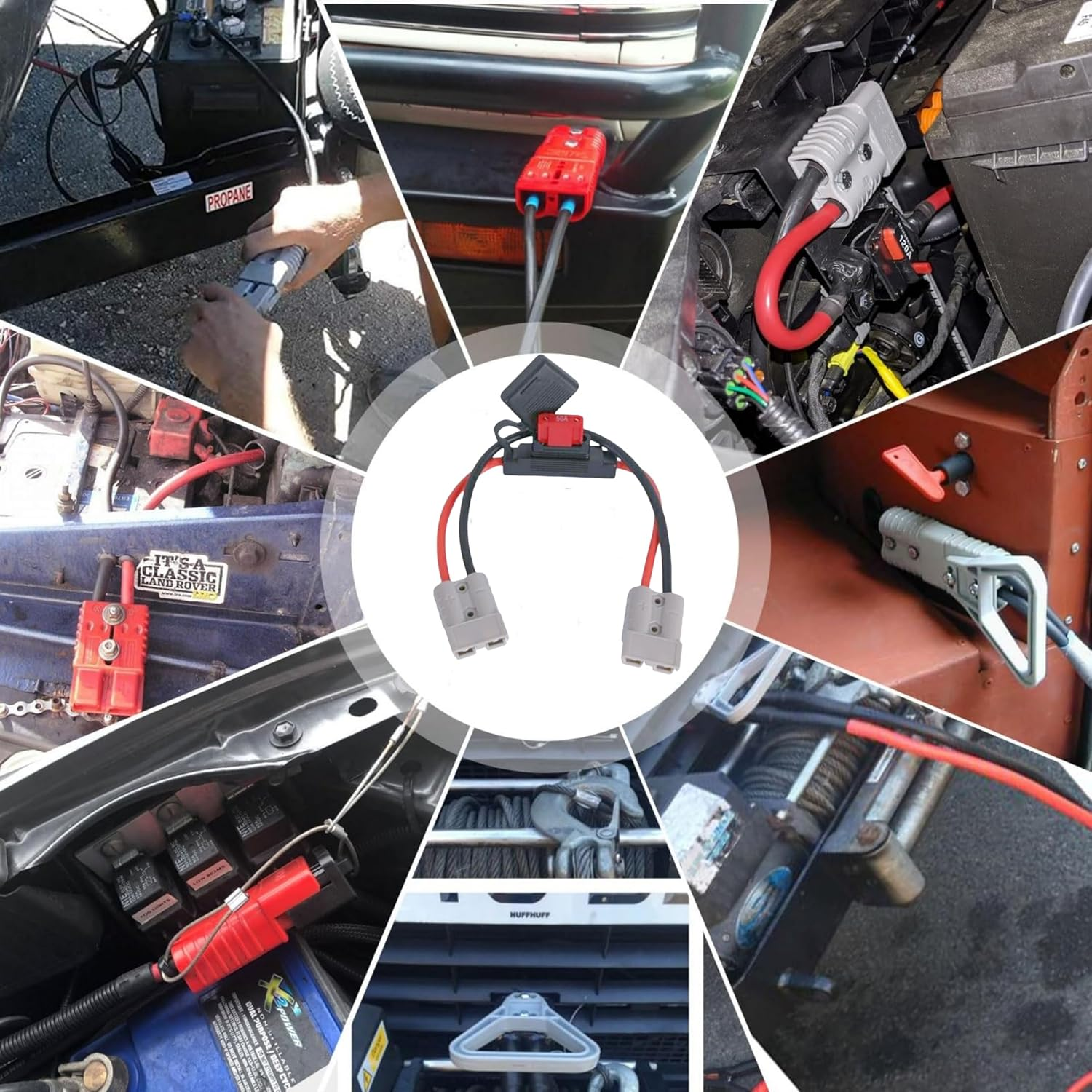 10AGW Anderson Style to Anderson Plug Power Lead 50AMP Maxi Fuse 30CM Cable,50A Fused